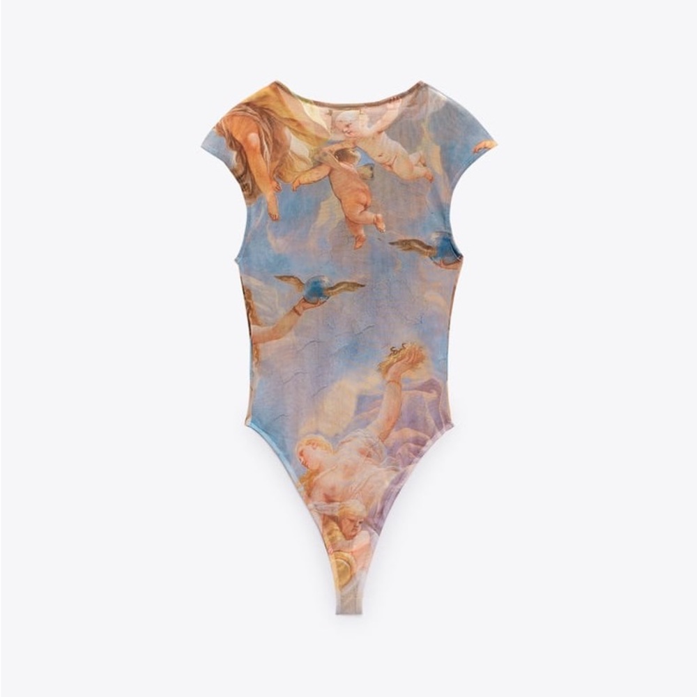 ZARA Printed Tulle Bodysuit - Picture 11 of 11